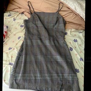 Plaid black and white mini dress